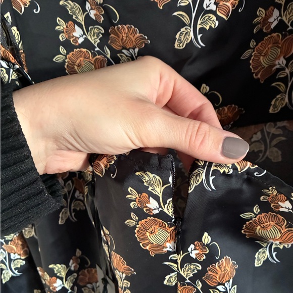 House of Harlow 1960 Black Silk Floral Dress Tie Back Women’s Large Elevated NWT - Picture 7 of 7